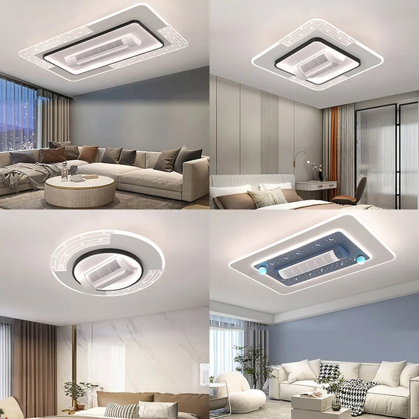 Axyaa Bladeless Ceiling Fan with LED Light, Dimmable, Remote Control, Quiet for Bedroom and Living Room