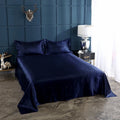Axyaa Silky Satin Queen Bed Sheet Set Luxury Solid High End Rayon Sheets