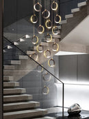 Axyaa Black Gold Chandelier Modern Minimalist Luxury Lighting for Duplex Staircase Lamp