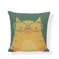 Axyaa Cartoon Cat Linen Cushion Cover - Home Decor Essential for Sofa, Living Room, or Bed