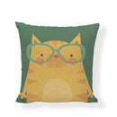 Axyaa Cartoon Cat Linen Cushion Cover - Home Decor Essential for Sofa, Living Room, or Bed
