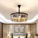 Axyaa Gold Black Metal Crystal Pendant Lights - LED Chain Hanging Fixture