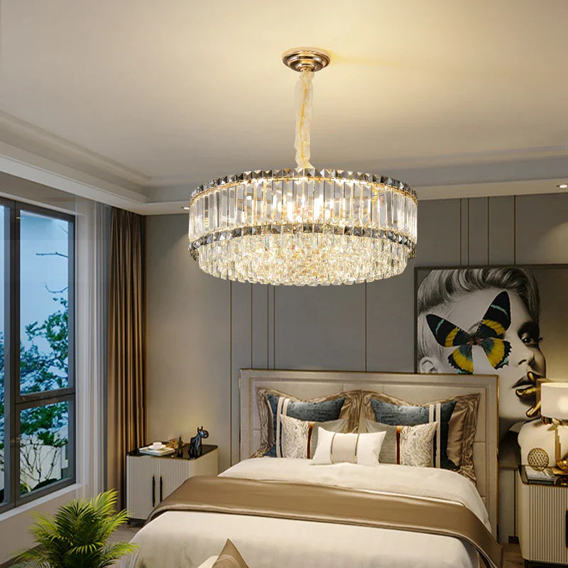 Axyaa Elegant Crystal Chandelier for Living Room Dining Bedroom Villa Luxe