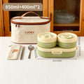 Axyaa Stainless Steel Insulated Lunch Box, Leakproof Divided Container, Microwave Safe