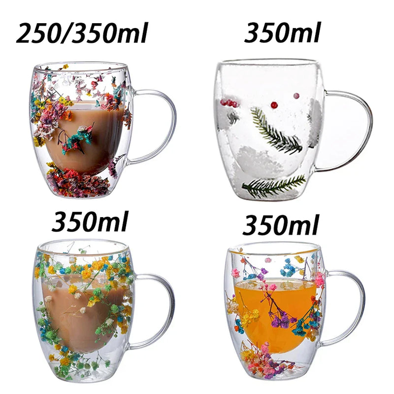 Axya Double Wall Glass Coffee Mugs - Insulated Cup for Hot & Cold Beverages
