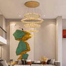 Axyaa Crystal Chandelier Stair Pendant Living Room Lighting Modern Interior Light