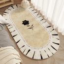 Axyaa French Flower Creamy Oval Bedside Carpet Medieval Style Retro Soft Rug