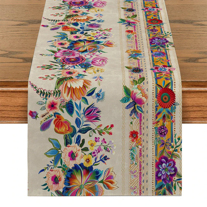 Axyaa Wildflowers Table Runner for Kitchen and Dining Décor
