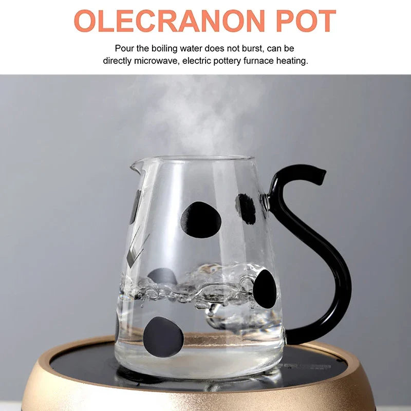 Axya Glass Cow Kettle Set: Transparent Water Carafe, Cup, Coffee Jug