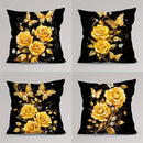 Axyaa Golden Rose Butterfly Pattern Pillowcase - Soft and Stylish Home Decor