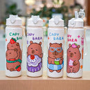 Axyaa Kawaii Kids Water Bottle with Straw - Portable & Cute Juice Tea Drinking Bottle