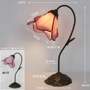 Axyaa Lotus Flower Tiffany Stained Glass Table Light Fixture, LED Bedroom Lamp