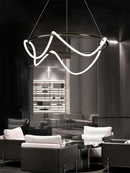 Axyaa Minimalist LED Neon Strip Ceiling Chandeliers in Black/Gold