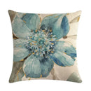 Axyaa Flower Linen Pillowcase 45*45cm, Soft Square Cushion Cover for Home Decor