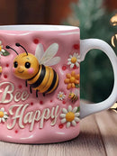 Axyaa 3D Bee & Flower Ceramic Mug - 350ml Cup for Nature Lovers