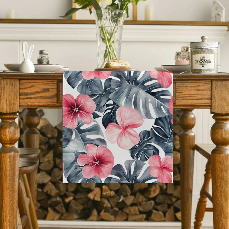 Axyaa Tropical Bamboo Flowers Table Runner for Dining and Party Decor
