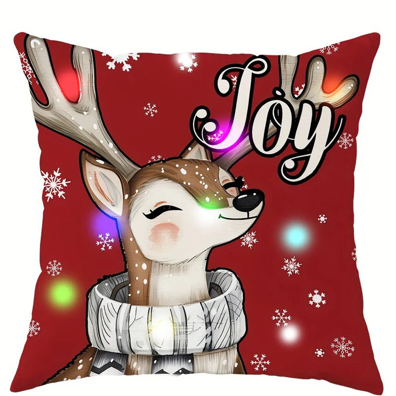 Axyaa Snowman Fawn Bell LED Pillowcase - Christmas Party Home Decor & Gift