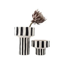 Axyaa Striped Wide Mouth Ceramic Vase - Modern Living Room Table Decoration