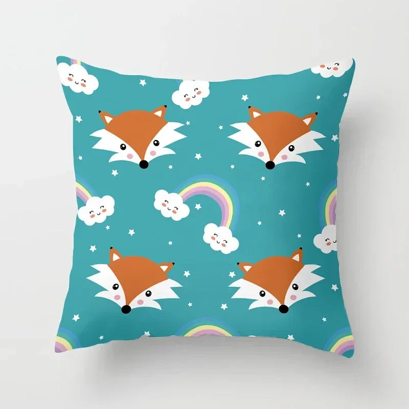 Axyaa Cartoon Animal Cushion Cover 45*45 Sofa Pillowcase Decorative Throw Pillow