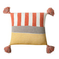 Axyaa Blue Pink Tassles Knit Pillow Cover 45x45cm Stripe Soft Living Bedroom