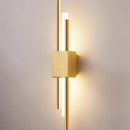 Axyaa Luxe Gold LED Tube Wall Sconce with Marble Accent