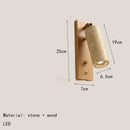 Natural Stone Wood Wall Lamp With Switch Sconce - Axyaa Bedside Reading Light