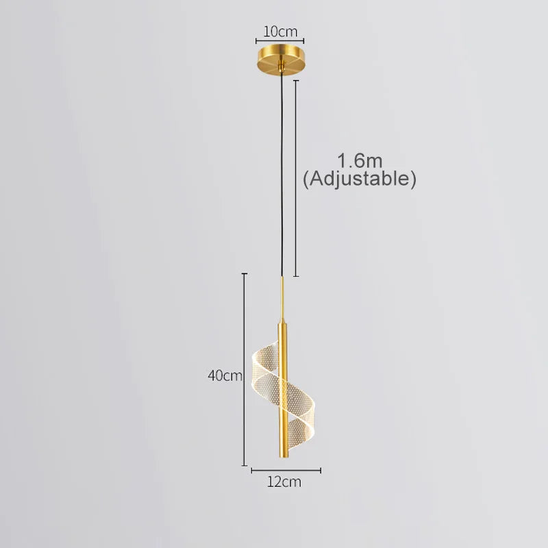 Axyaa Nordic Spiral LED Pendant Lights Modern Acrylic Home Decoration
