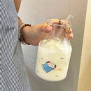 Axyaa Cat Glass Cup & Straw Set