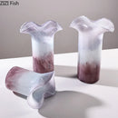 Axyaa Lotus Leaf Edge Glass Vase for Table Decoration and Floral Arrangement