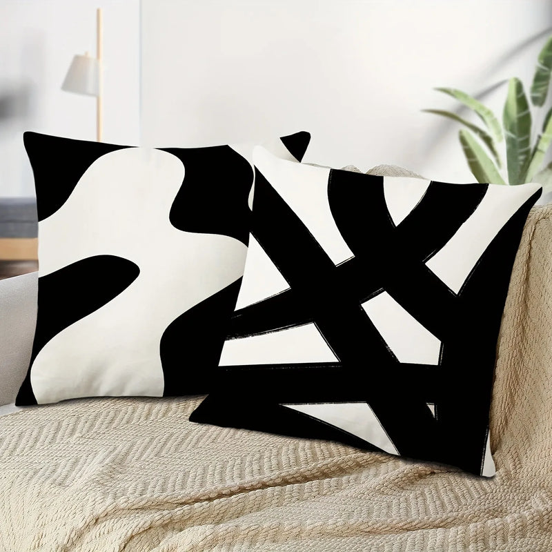 Axyaa Simple Black Line Printed Pillowcase for Living Room Sofa Chair, Home Decor