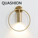 Axyaa Circle LED Wall Lamp: Nordic Wrought Iron Sconces for Bedroom and Home Decor