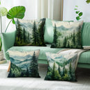 Axyaa Misty Forest & Mountain Pattern Pillowcase - Sofa Bedroom Car Cushion Cover