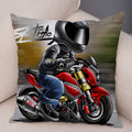 Axyaa Cartoon Motorcycle Pillowcase for Home, Sofa, Car - Polyester - Colorful Design