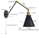 Axyaa Retro LED Swing Arm Bedside Wall Lamp