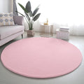 Red Coral Velvet Round Rug by Axyaa - Soft, Thick, Non-Slip Floor Mat for Living Room