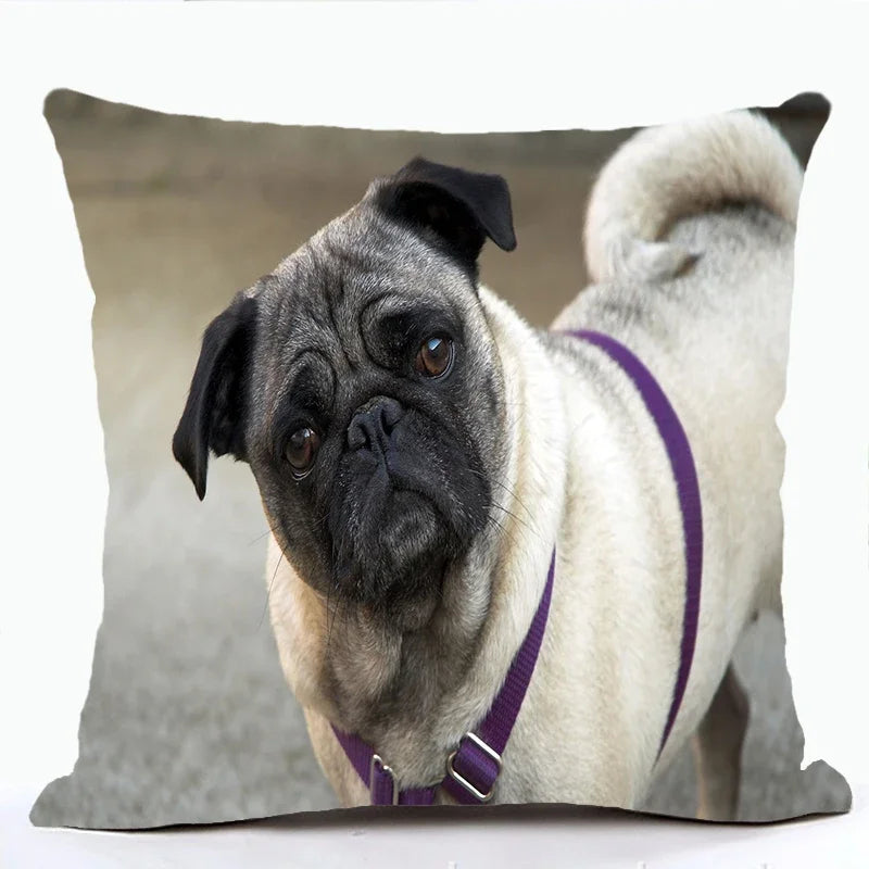 French Bulldog & Pug Dog Pillowcase by Axyaa - Decorative Animal Polyester Cushion Cover