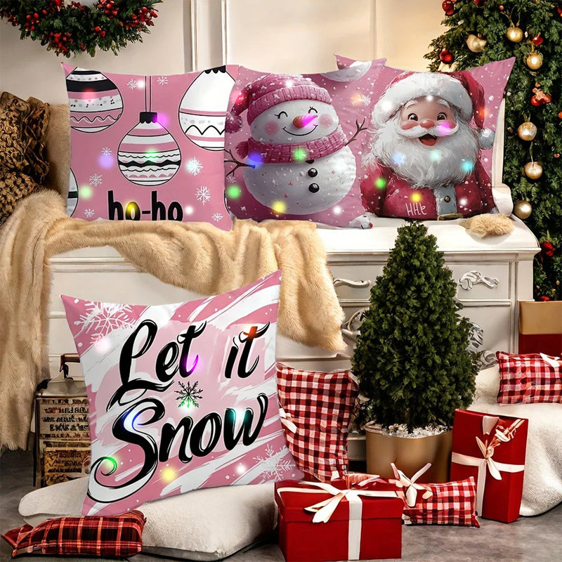 Axyaa LED Light Luminous Pillowcase with Cute Christmas Cartoon Design