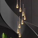 Axyaa Crystal Chandelier Stair Pendant Light Interior Home Decor Modern Living Room Lighting