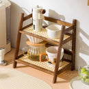 Axyaa Bamboo Kitchen Spice Caddy Shelf Organizer & Display Rack for Coffee Bar Counter