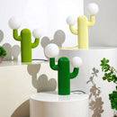 Axyaa Creative Cactus Table Lamp, French Cream Resin Night Light for Living Room