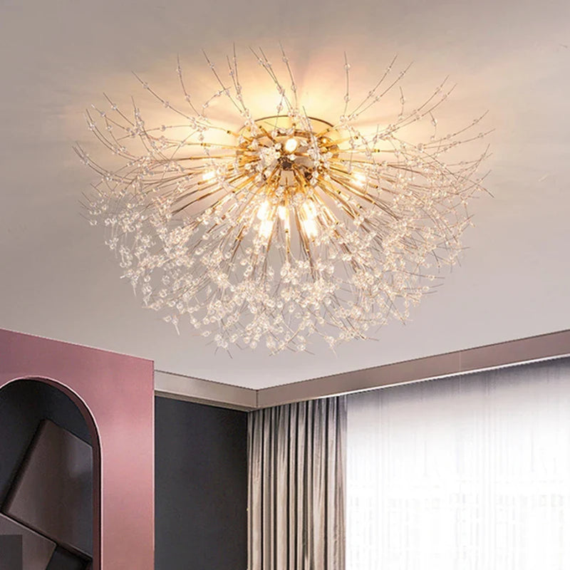 Axyaa Dandelion Crystal Ceiling Lamp - Nordic Style Modern Living Room Lighting