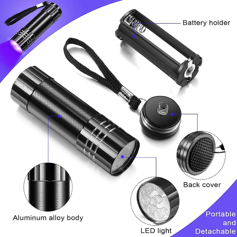 Axya UV Flashlight: 395-400nm Black Light Detector for Pet Urine Stain