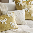Axyaa Christmas Bowknot Embroidered Pillow Covers for Home Decor