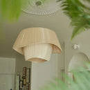 Axyaa Cream Pleated Fabric LED Pendant Lights - Minimalist Design for Home Decor