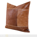 Axyaa Orange Leather Horsehair Stitching Cushion - Modern, Luxurious Square Pillowcase