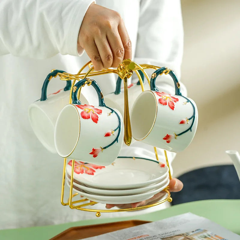 Axya Cherry Blossom Porcelain Tea Set & Mug Set
