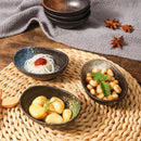 Axyaa Japanese Style Ceramic Snack Plates with Dipping Bowls
