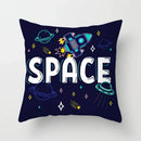 Axyaa Space Cat Moon Cushion Cover Universe Sun Planet Rocket Pillowcase