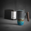 Axyaa Ceramic Filter Tea Cup with Lid, Handmade Kung Fu Mug Set