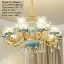 Luxury Crystal Blue Ceramic Chandelier for Living Room Ceiling by Axyaa